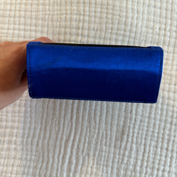 ESCADA - Indigo / Royal Blue Purse Clutch Handbag Crossbody - Gold Detail - Picture 7 of 14
